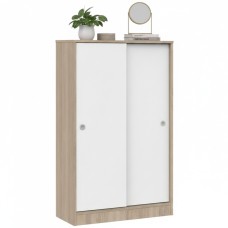 Armario Multiusos Bajo 2 Puertas Correderas Roble Cambrian y Blanco 74x33 cm