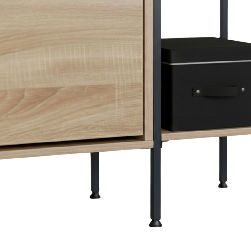 Mueble Zapatero Recibidor 2 Puertas Sticky Roble Cambrian y Negro 88 cm