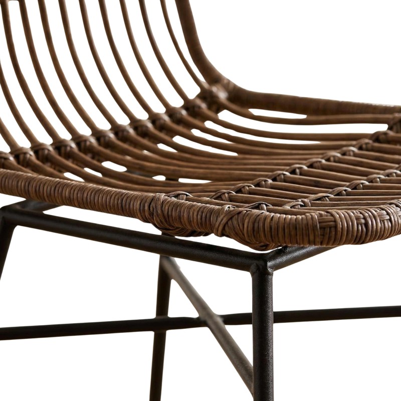 Silla Comedor Thai de Rattán Natural y Metal Estilo Nórdico Boho