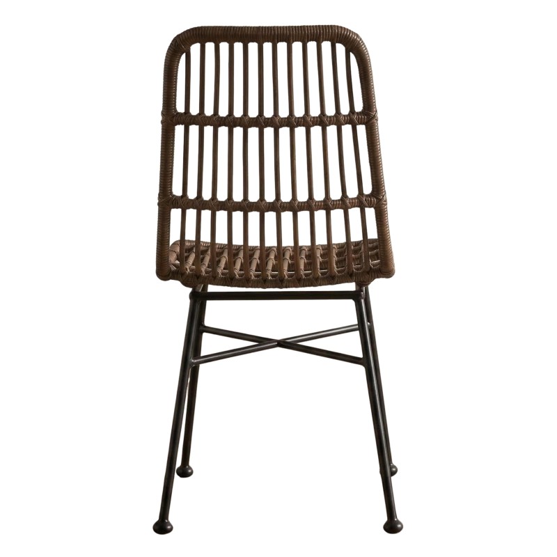 Silla Comedor Thai de Rattán Natural y Metal Estilo Nórdico Boho