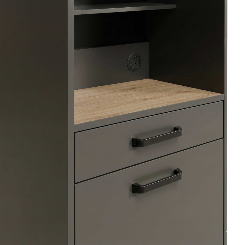 Columna de Cocina Despensa Smoke Con Estantes Color Gris 60x188x42 cm