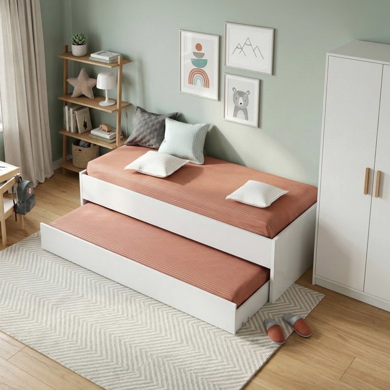 Cama Nido Tibet Dormitorio Juvenil Color Blanco Mate 90x190 cm