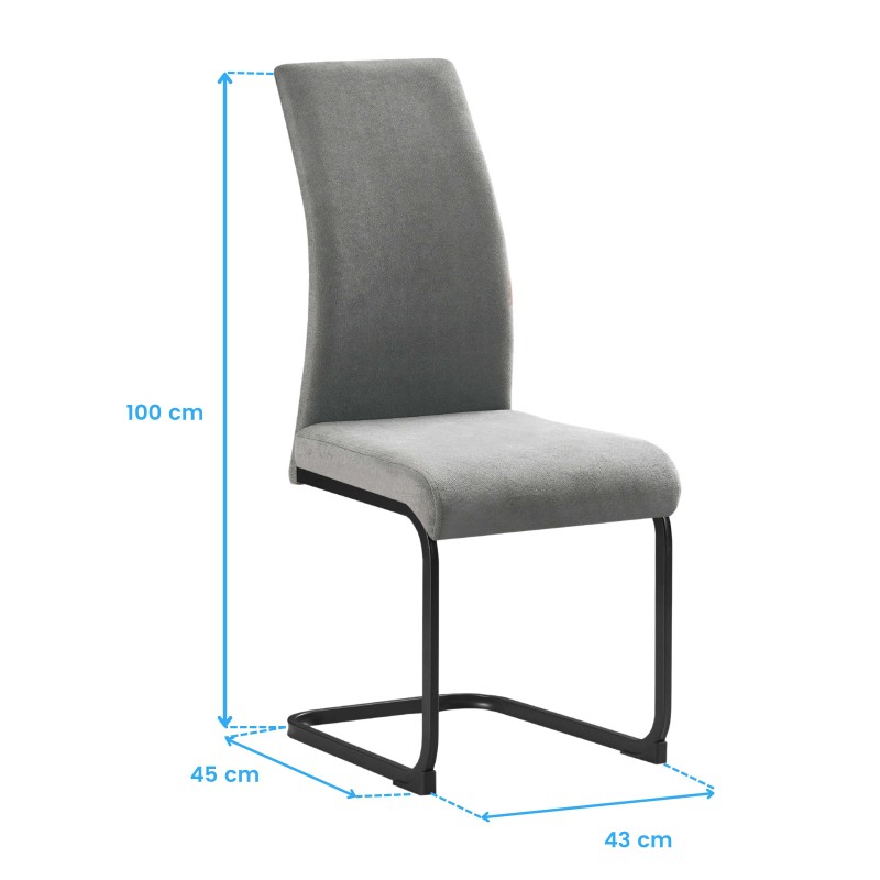 Silla Salón Comedor Tacoma Color Gris Estilo Minimalista con Respaldo Ergonómico