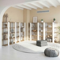 Pack 4 Estanterías Deia Color Blanco Artik Y Roble Nodi 108 cm Estilo Moderno