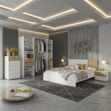 Dormitorio Matrimonio Estilo Nórdico Pack Muebles Ethna Natur y Blanco
