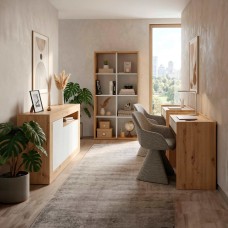 Pack Oficina Juvenil Noa Estilo Moderno Color Roble Nodi Y Blanco Artik