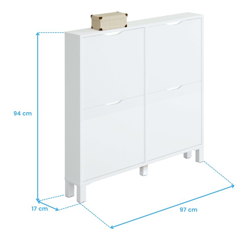 Mueble Zapatero Recibidor Mary Con Espejo Suspendido 97 cm Color Blanco