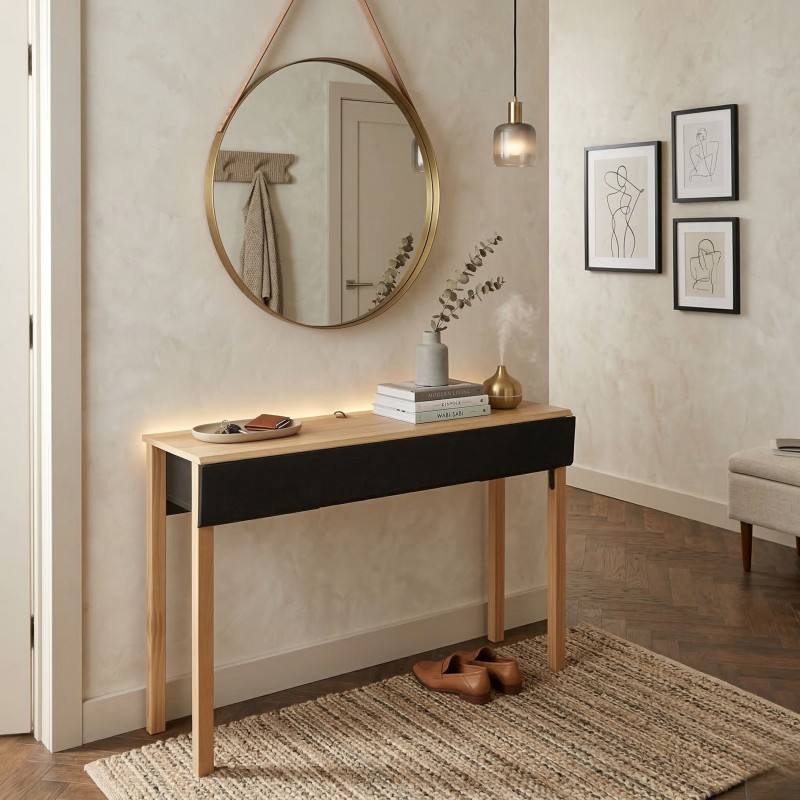 Mueble de Entrada Recibidor Extensio Color Roble y Gris 112 cm