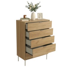 Cómoda De 5 Cajones Sforza Roble Natural 75x100 cm