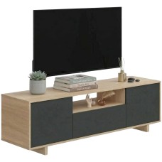 Mesa TV Zaira 150 cm 3 puertas color gris y roble