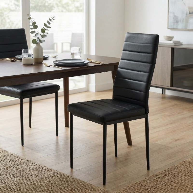 Silla de Comedor Avat Estilo Industrial Color Negro