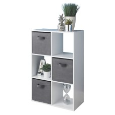 Estantería Baja Abril Rectangular Blanco Mate y Gris 60x89x28 cm