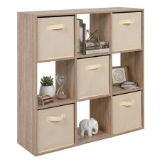 Estanería 5 Cajones Abril Color Roble Sonoma y Beige 89x89x28 cm