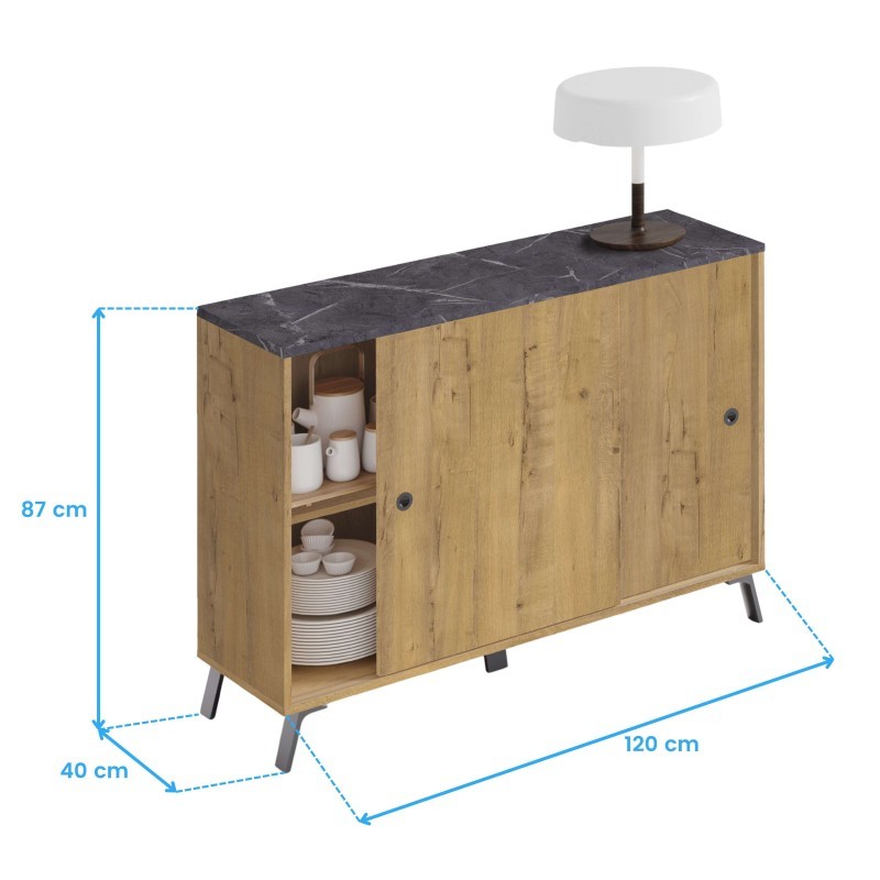 Pack Muebles Despacho Oficina 4 Escritorios, 3 Estanterías de Diferente Tamaño, 1 Aparador y 1 Librería en Roble Gold