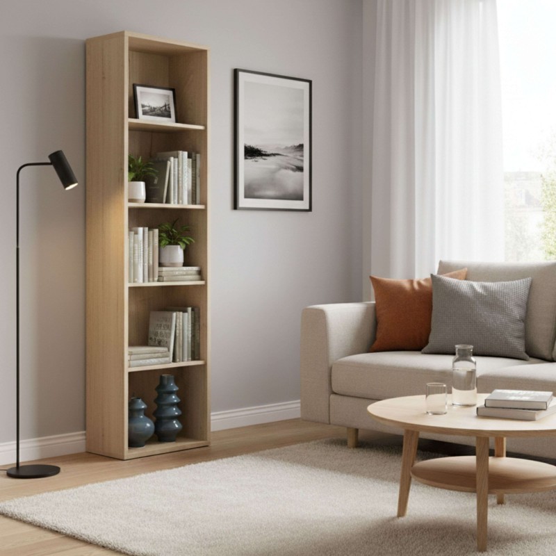 Pack Muebles Despacho Oficina 4 Escritorios, 3 Estanterías de Diferente Tamaño, 1 Aparador y 1 Librería en Roble Gold