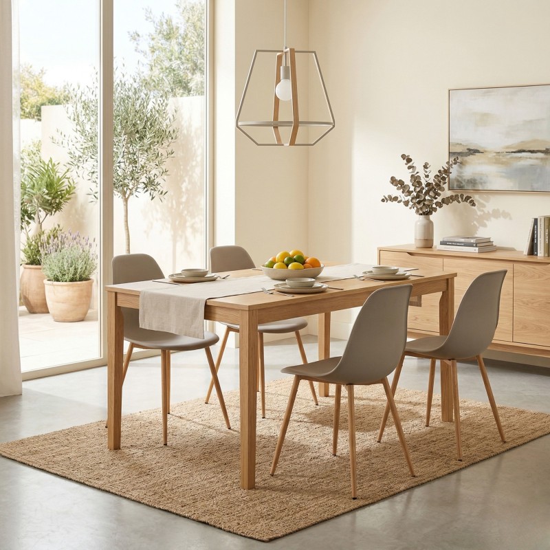 Sillas Taho Estilo Nórdico de Salón Color Beige y Madera Claro