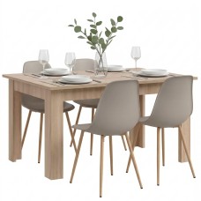 Pack Mesa con 4 Sillas Estilo Nórdico Color Beige y Roble Sonoma