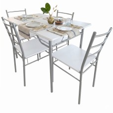 Conjunto Mesa Cocina y 4 Sillas Color Gris y Blanco