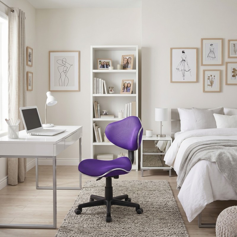 Silla escritorio Juvenil Bambola Color Morado y Negro
