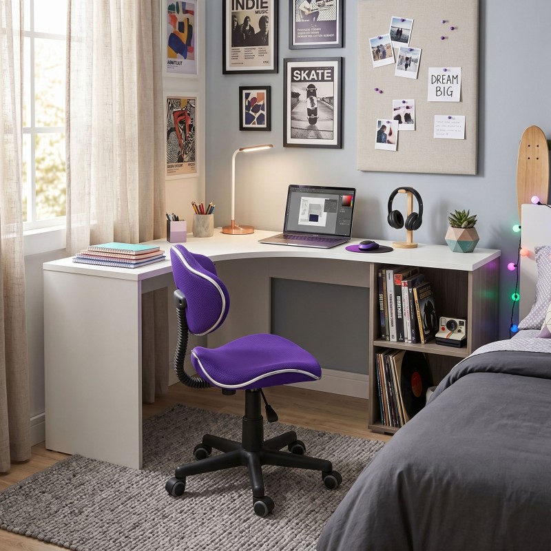 Silla escritorio Juvenil Bambola Color Morado y Negro