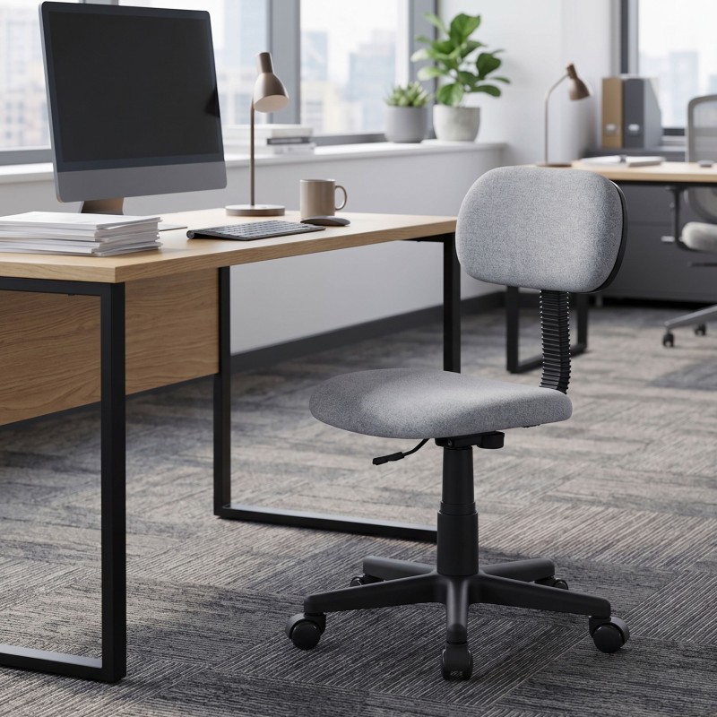 Silla Giratoria Lucky Color Gris Claro Estudio Juvenil Moderna