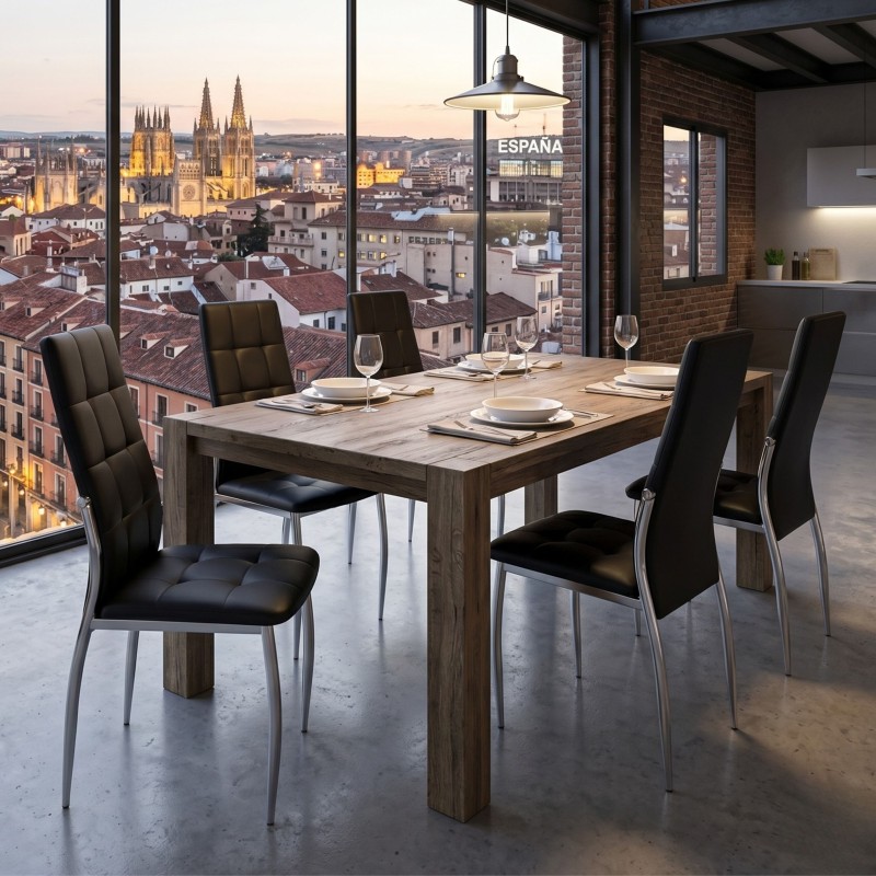 Sillas De Comedor Moderna Laci De Polipiel Y Metal Cromado Color Negro