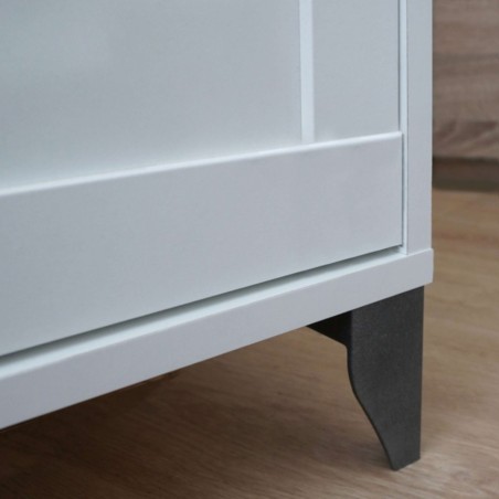Mueble de Baño con Patas Toscana Color Blanco Soft y Roble Cambrian 120 cm (Lavabos Negros)