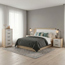 Dormitorio Matrimonio Estilo Nórdico Roble Cambrian y Blanco Mate