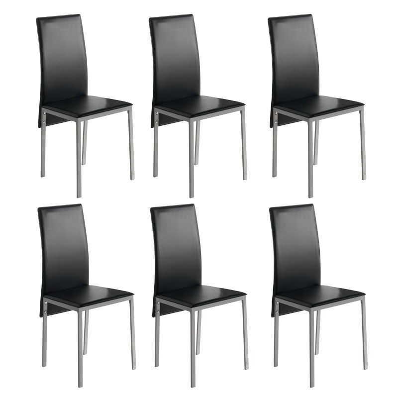 Silla Salón Moderna Saona Color Negro y Gris Metalizado