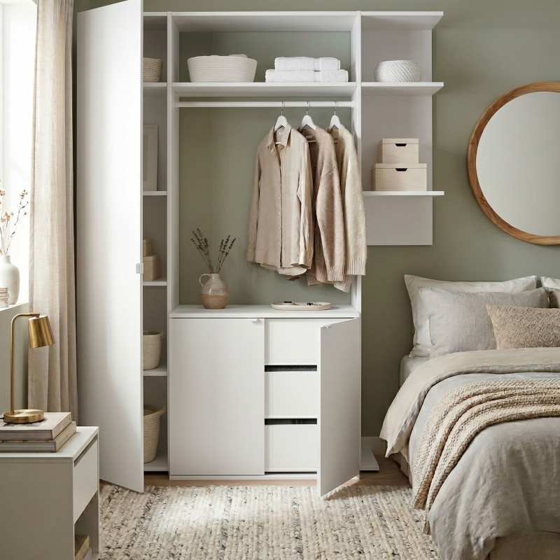 Cajonera de Armario Mueble Auxiliar Pequeño Blanco 60x57x44 cm