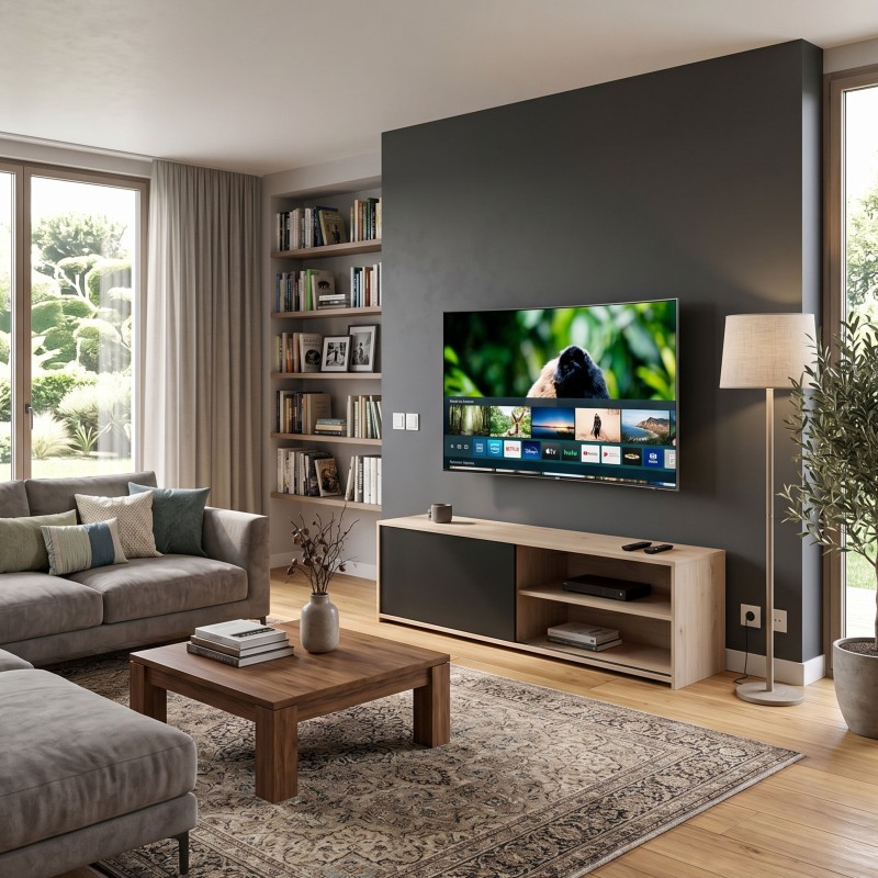 Mueble de TV Trevo 155 cm Color Roble Jackson y Negro Stipple