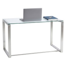 Mesa despacho 100 cm cristal y acero