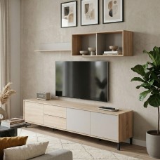 Mueble Salón TV Bari Roble Canadian y Cachemir 200 cm
