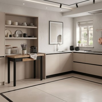 mesa cocina kitchi roble y negro ambiente 1