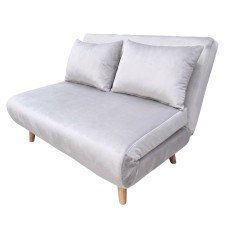 Sofá Cama 2 Plazas Nórdic Duo Velvet Gris Claro 118 cm