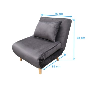 sillón cama gris oscuro cotas