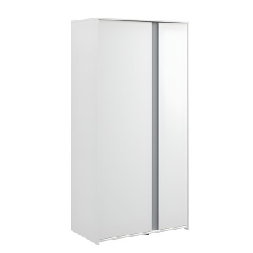 Armario de puertas abatibles blanco con perfilería gris y acabado mate