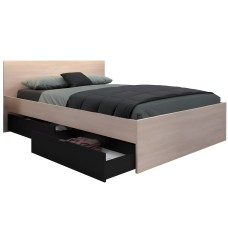 Cama De Matrimonio John con Cajones color Roble Brooklyn Y Negro Stipple 160x200 cm