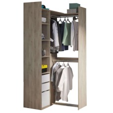 Vestidor Esquinero Swing 3 Cajones Roble Kronberg Y Blanco  200X218 cm