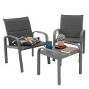 Conjunto 2 Sillones y mesa de centro Exterior Jardín Elyn Color Gris Antracita y Grafito