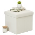 Baúl Puff Plegable Lysandre en Color Beige con Terciopelo 38x38 cm
