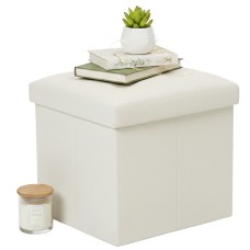 Baúl Puff Plegable Lysandre en Color Beige con Terciopelo 38x38 cm