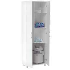 Armario Multiusos Alto Con Ruedas Y 2 Puertas Color Blanco 72x183 cm