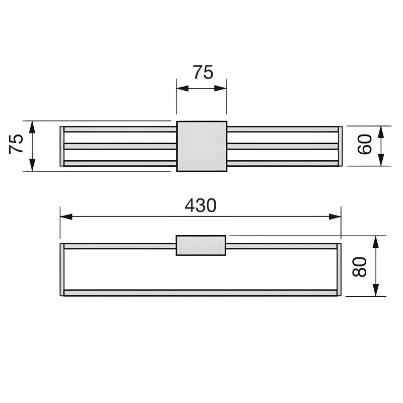 Plano técnico del corbatero extraíble con dimensiones