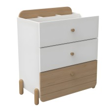 Cómoda Juvenil Edaj 3 Cajones Roble y Blanco Estilo Moderno 73x82 cm