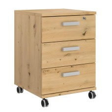 Cajonera Venture 3 Cajones Con Ruedas Color Roble Artesano 49x70x49