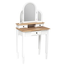 Tocador De Dormitorio Solen 3 Espejos 3C Blanco y Roble 67 cm