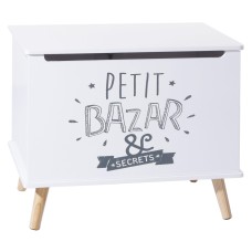 Mueble Infantil Baúl Bazar con Patas de Madera en Color Blanco 58x48x38 cm
