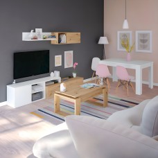 Pack muebles de salón moderno Roble nodi y Blanco mate