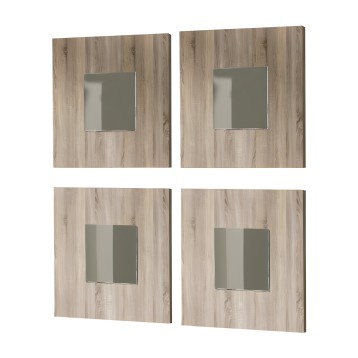 Set de 4 espejos de pared en madera clara